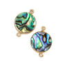 Cherry Tree Beads Abalone Paua Shell approx. 17x24mm Coin Links with Gold Plated Brass Bezel and Loops - 2 per bag 
