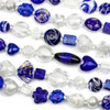 Cherry Tree Beads Mixed Handmade Lampwork Glass Strand - Cobalt Blue & White Mix 