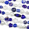 Handmade Lampwork Glass 16mm Aqua Blue and White Swirled Coin Beads alternating with 17x20mm Aqua Oval Twists