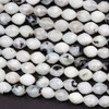 Blue Moonstone 6x8mm Faceted Rice Beads - 15 inch strand