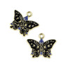Cherry Tree Beads Enameled Gold Pewter 21x23.5mm Black Butterfly Charms with Moon Phase & Overlapping Blue Triangle Design - 2 per bag 