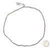 Crystal approximately 2x2mm opaque ash gray faceted rondelle beads with an AB finish on a 15-inch circular strand, shown with a dime for size reference, ideal for creating elegant jewelry designs using crystal beads.
