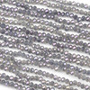 Crystal approximately 2x2mm opaque ash gray faceted rondelle beads with an AB finish on a 15-inch circular strand, featuring shimmering crystal beads perfect for sophisticated jewelry designs.
