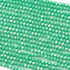 Crystal approximately 2x2mm opaque paradise green faceted rondelle beads with an AB finish on a 15-inch strand, featuring shimmering crystal beads perfect for vibrant jewelry designs.