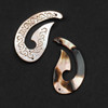 Cherry Tree Beads Black Shell approx. 22x40mm Swirled Pendant Link Pair, Carved Swirls on One Side - 2 pieces 