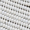 Glass 5x8mm Opaque Pearl White Rondelle Beads with an AB finish - 16 inch strand
