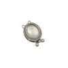 Mother of Pearl Shell Silver Platinum Plated Brass Clasp - 12.5x18.5mm, 2-strand Tab, 1 per bag