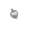 White Mother of Pearl Shell Silver Platinum Plated Brass Clasp - 12.5x18mm Heart, 1 per bag