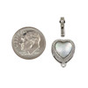 White Mother of Pearl Shell Silver Platinum Plated Brass Clasp - 12.5x18mm Heart, 1 per bag