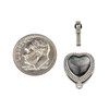 Black Mother of Pearl Shell Silver Platinum Plated Brass Clasp - 12.5x18mm Heart, 1 per bag