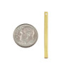 Rectangular brass bar drop components measuring 2.5x35mm, available in raw and coated brass finishes with a top hole for jewelry making.
