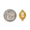 Cherry Tree Beads 18k Gold Plated Brass Cameo Link - 9.5x16mm, White on Yellow, 2 Loops, 1 per bag 
