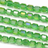 Crystal 6x7mm Spring Green Faceted Tube Beads with an AB finish - 8 inch strand