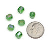 Crystal 6x7mm Spring Green Faceted Tube Beads with an AB finish - 8 inch strand