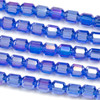 Crystal 6x7mm Light Sapphire Blue Faceted Tube Beads with an AB finish - 8 inch strand