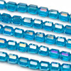 Crystal 6x7mm Aqua Blue Faceted Tube Beads with an AB finish - 8 inch strand