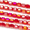 Crystal 6x7mm Red Faceted Tube Beads with a Golden AB finish - 8 inch strand