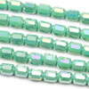 Crystal 6x7mm Opaque Seafoam Green Faceted Tube Beads with an AB finish - 8 inch strand