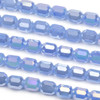 Crystal 6x7mm Opaque Cornflower Blue Faceted Tube Beads with an AB finish - 8 inch strand