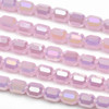 Crystal 6x7mm Opaque Primrose Pink Faceted Tube Beads with an AB finish - 8 inch strand