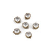 Cherry Tree Beads Raw Brass CZ Component - 7x10mm Square Link, Clear Cubic Zirconia Crystal, 6 per bag 