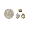 Cherry Tree Beads Raw Brass CZ Component - 7x10mm Square Link, Clear Cubic Zirconia Crystal, 6 per bag 