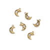 Cherry Tree Beads Raw Brass CZ Component - 6x9mm Tiny Crescent Moon Drop, Clear Cubic Zirconia Crystal, 6 per bag 