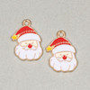 Enameled Gold Pewter 13x20mm Santa Head with Red Hat and Star Detail Charms for DIY necklaces.