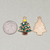 Cherry Tree Beads Enameled Gold Pewter 18x25mm Christmas Tree with Red Garland and Yellow Star - 2 per bag 