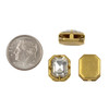 Cherry Tree Beads Raw Brass Crystal Component - 11x13mm Rectangle Drop, Clear Crystals, 6 per bag 