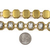 Cherry Tree Beads Raw Brass Crystal Chain - 11x13mm Rectangle Links with Clear Crystals and 5mm Open Jump Rings, 1 meter 