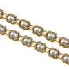 Cherry Tree Beads Raw Brass Crystal Chain - 8x10mm Rectangle Links with Clear Crystals and 5mm Open Jump Rings, 1 meter 