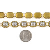 Cherry Tree Beads Raw Brass Crystal Chain - 8x10mm Rectangle Links with Clear Crystals and 5mm Open Jump Rings, 1 meter 