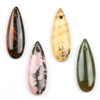 Cherry Tree Beads Gemstone 10x28mm Top Drilled Teardrop Pendant with Flat Back -  1 per bag 