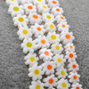 Glass White Daisy Beads - 15 inch strand