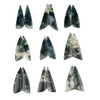 Cherry Tree Beads Moss Agate approx. 12x38mm Top Front Drilled Irregular Triangle Pendant Pair - 2 pieces 