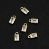 Cherry Tree Beads Raw Brass CZ Component - 4.4x8.3mm Rectangle Charm, Clear Cubic Zirconia Crystals, 6 per bag 