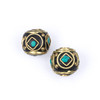 Cherry Tree Beads Tibetan Brass 11x11mm Cube Bead with Turquoise inlay - 2 per bag 
