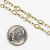 Cherry Tree Beads Brass Crystal Connector Chain with 3.5x6.5mm Cubic Zirconia Marquise and Coin Links, 1 meter