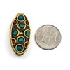 Cherry Tree Beads Tibetan Brass 14x29mm Oval Focal Bead with Lapis, Turquoise Howlite, and Red Coral Inlay - 1 per bag  Cherry Tree Beads Tibetan Brass 14x29mm Oval Focal Bead with Lapis, Turquoise Howlite, and Red Coral Inlay - 1 per bag