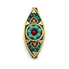 Cherry Tree Beads Tibetan Brass 17x42mm Marquise Focal Bead with Turquoise Howlite and Red Coral Inlay - 1 per bag Cherry Tree Beads Tibetan Brass 17x42mm Marquise Focal Bead with Turquoise Howlite and Red Coral Inlay - 1 per bag