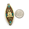 Cherry Tree Beads Tibetan Brass 17x42mm Buddha Marquise Focal Bead with Turquoise Howlite and Red Coral Inlay - 1 per bag Cherry Tree Beads Tibetan Brass 17x42mm Buddha Marquise Focal Bead with Turquoise Howlite and Red Coral Inlay - 1 per bag
