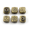 Cherry Tree Beads Brass 5mm Cube Beads with Tibetan Designs - 12 per bag 