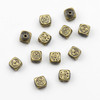 Cherry Tree Beads Brass 5mm Cube Beads with Tibetan Designs - 12 per bag 