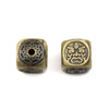 Cherry Tree Beads Brass 5mm Cube Beads with Tibetan Designs - 12 per bag 