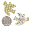 Cherry Tree Beads Enameled Gold Pewter 23x27mm Peace Dove with Flower Design - 2 per bag  Cherry Tree Beads Enameled Gold Pewter 23x27mm Peace Dove with Flower Design - 2 per bag