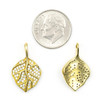 Cherry Tree Beads Brass 13x22.5mm Leaf Pendants with Clear Cubic Zirconia Crystals - 2 per bag 