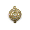 Cherry Tree Beads Brass 12.7mm Coin Link with Clear Cubic Zirconia Crystals - 1 per bag 
