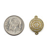 Cherry Tree Beads Brass 12.7mm Coin Link with Clear Cubic Zirconia Crystals - 1 per bag 
