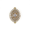 Cherry Tree Beads Brass 14.5x22mm Ornate Oval Medallion Link with Clear Cubic Zirconia Crystals - 1 per bag 